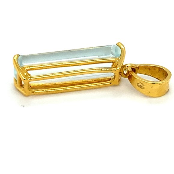 Aquamarine 6.51ct Solid 18K Yellow Gold Pendant - Picture 6 of 8
